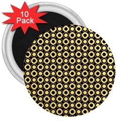  Mazipoodles Yellow Donuts Polka Dot 3  Magnets (10 Pack)  by Mazipoodles