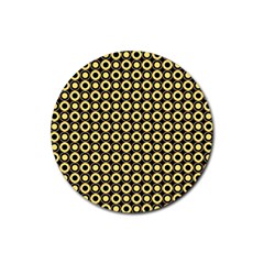  Mazipoodles Yellow Donuts Polka Dot Rubber Round Coaster (4 Pack)