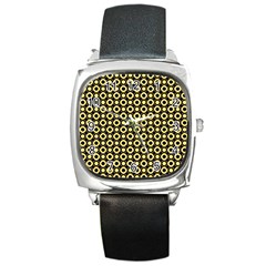  Mazipoodles Yellow Donuts Polka Dot Square Metal Watch by Mazipoodles