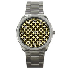  Mazipoodles Yellow Donuts Polka Dot Sport Metal Watch by Mazipoodles