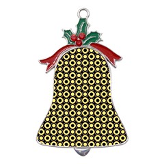  Mazipoodles Yellow Donuts Polka Dot Metal Holly Leaf Bell Ornament by Mazipoodles