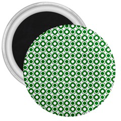 Mazipoodles Green White Donuts Polka Dot  3  Magnets by Mazipoodles