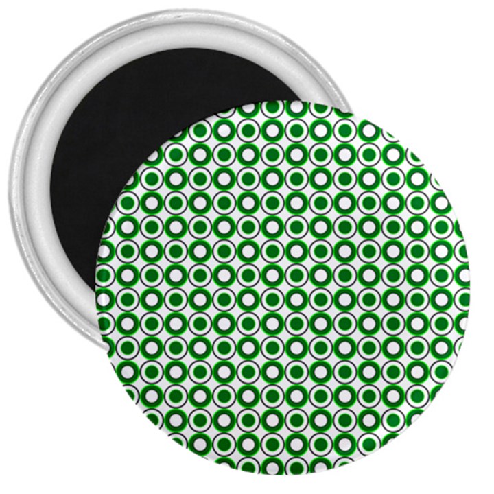 Mazipoodles Green White Donuts Polka Dot  3  Magnets