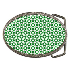 Mazipoodles Green White Donuts Polka Dot  Belt Buckles by Mazipoodles