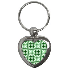 Mazipoodles Green White Donuts Polka Dot  Key Chain (heart) by Mazipoodles