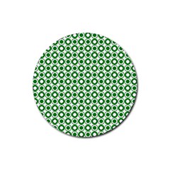 Mazipoodles Green White Donuts Polka Dot  Rubber Coaster (round) by Mazipoodles