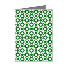 Mazipoodles Green White Donuts Polka Dot  Mini Greeting Card by Mazipoodles