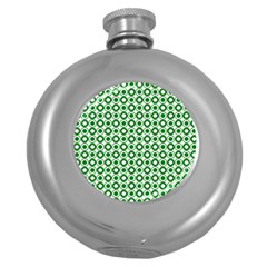 Mazipoodles Green White Donuts Polka Dot  Round Hip Flask (5 Oz) by Mazipoodles