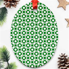 Mazipoodles Green White Donuts Polka Dot  Oval Ornament (two Sides)