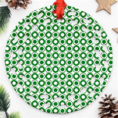 Mazipoodles Green White Donuts Polka Dot  Ornament (round Filigree)