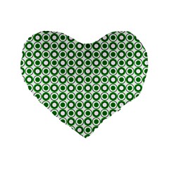 Mazipoodles Green White Donuts Polka Dot  Standard 16  Premium Heart Shape Cushions by Mazipoodles