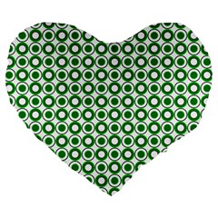 Mazipoodles Green White Donuts Polka Dot  Large 19  Premium Heart Shape Cushions by Mazipoodles