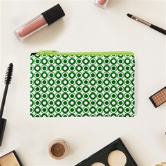 Mazipoodles Green White Donuts Polka Dot  Cosmetic Bag (xs) by Mazipoodles