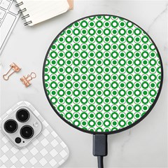 Mazipoodles Green White Donuts Polka Dot  Wireless Fast Charger(black) by Mazipoodles