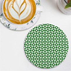 Mazipoodles Green White Donuts Polka Dot  Uv Print Round Tile Coaster by Mazipoodles