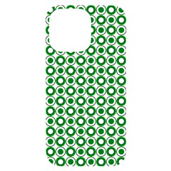 Mazipoodles Green White Donuts Polka Dot  Iphone 14 Pro Max Black Uv Print Case by Mazipoodles