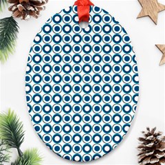 Mazipoodles Dusty Duck Egg Blue White Donuts Polka Dot Ornament (oval)