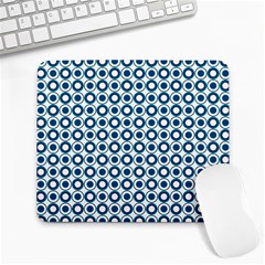 Mazipoodles Dusty Duck Egg Blue White Donuts Polka Dot Large Mousepad by Mazipoodles