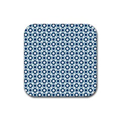 Mazipoodles Dusty Duck Egg Blue White Donuts Polka Dot Rubber Coaster (square) by Mazipoodles