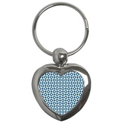 Mazipoodles Dusty Duck Egg Blue White Donuts Polka Dot Key Chain (heart) by Mazipoodles