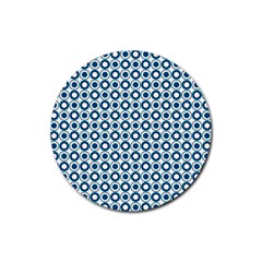 Mazipoodles Dusty Duck Egg Blue White Donuts Polka Dot Rubber Coaster (round) by Mazipoodles