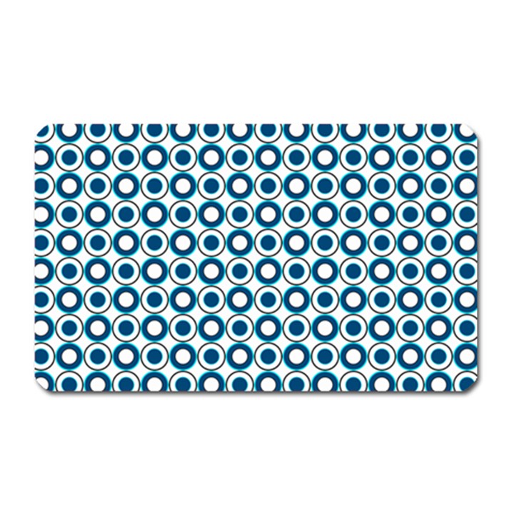 Mazipoodles Dusty Duck Egg Blue White Donuts Polka Dot Magnet (Rectangular)