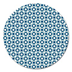 Mazipoodles Dusty Duck Egg Blue White Donuts Polka Dot Magnet 5  (round) by Mazipoodles