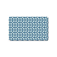 Mazipoodles Dusty Duck Egg Blue White Donuts Polka Dot Magnet (name Card) by Mazipoodles