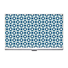 Mazipoodles Dusty Duck Egg Blue White Donuts Polka Dot Business Card Holder by Mazipoodles