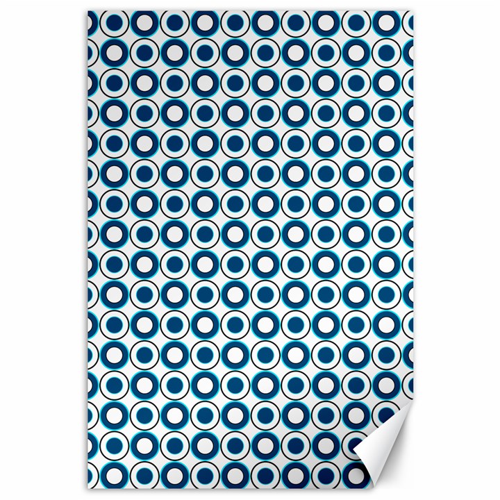 Mazipoodles Dusty Duck Egg Blue White Donuts Polka Dot Canvas 12  x 18 