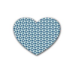 Mazipoodles Dusty Duck Egg Blue White Donuts Polka Dot Rubber Coaster (heart) by Mazipoodles