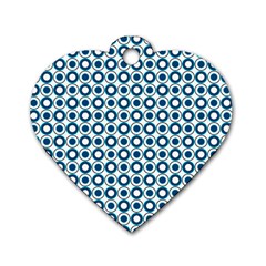 Mazipoodles Dusty Duck Egg Blue White Donuts Polka Dot Dog Tag Heart (one Side) by Mazipoodles