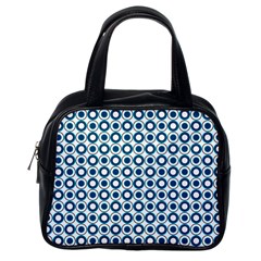 Mazipoodles Dusty Duck Egg Blue White Donuts Polka Dot Classic Handbag (one Side) by Mazipoodles