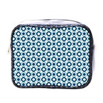 Mazipoodles Dusty Duck Egg Blue White Donuts Polka Dot Mini Toiletries Bag (One Side) Front