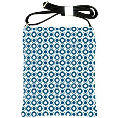 Mazipoodles Dusty Duck Egg Blue White Donuts Polka Dot Shoulder Sling Bag by Mazipoodles