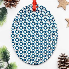 Mazipoodles Dusty Duck Egg Blue White Donuts Polka Dot Ornament (oval Filigree)