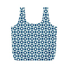 Mazipoodles Dusty Duck Egg Blue White Donuts Polka Dot Full Print Recycle Bag (m) by Mazipoodles