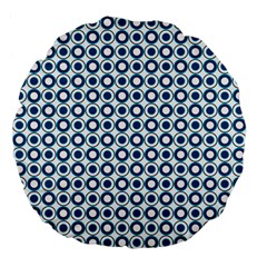 Mazipoodles Dusty Duck Egg Blue White Donuts Polka Dot Large 18  Premium Flano Round Cushions by Mazipoodles