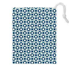 Mazipoodles Dusty Duck Egg Blue White Donuts Polka Dot Drawstring Pouch (4xl) by Mazipoodles