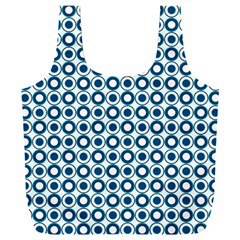 Mazipoodles Dusty Duck Egg Blue White Donuts Polka Dot Full Print Recycle Bag (xxl) by Mazipoodles