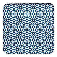 Mazipoodles Dusty Duck Egg Blue White Donuts Polka Dot Square Glass Fridge Magnet (4 Pack)