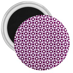 Mazipoodles Magenta White Donuts Polka Dot 3  Magnets by Mazipoodles