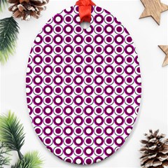 Mazipoodles Magenta White Donuts Polka Dot Ornament (oval)