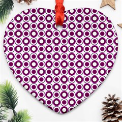 Mazipoodles Magenta White Donuts Polka Dot Ornament (heart)