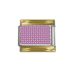 Mazipoodles Magenta White Donuts Polka Dot Gold Trim Italian Charm (9mm) by Mazipoodles