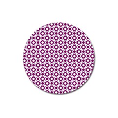 Mazipoodles Magenta White Donuts Polka Dot Magnet 3  (round) by Mazipoodles