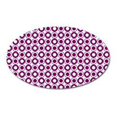 Mazipoodles Magenta White Donuts Polka Dot Oval Magnet by Mazipoodles