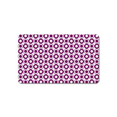 Mazipoodles Magenta White Donuts Polka Dot Magnet (name Card) by Mazipoodles