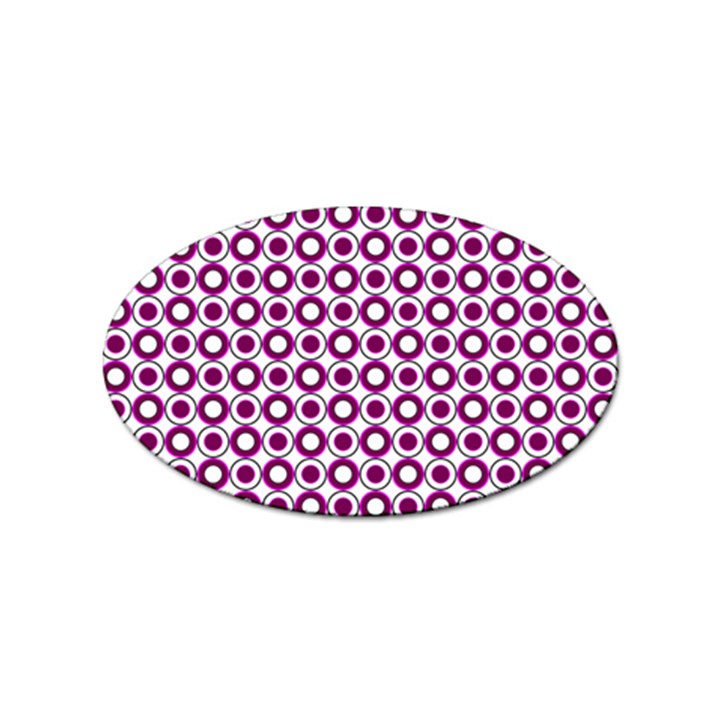 Mazipoodles Magenta White Donuts Polka Dot Sticker Oval (100 pack)