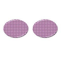 Mazipoodles Magenta White Donuts Polka Dot Cufflinks (oval) by Mazipoodles